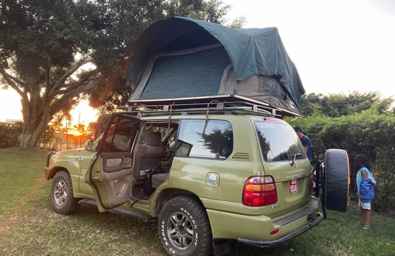 Roof-top tent car