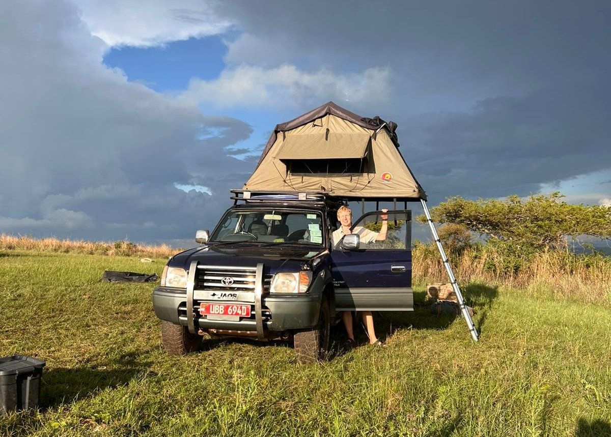 Toyota Land Cruiser with Rooftop Tent for Camping in Masai Mara